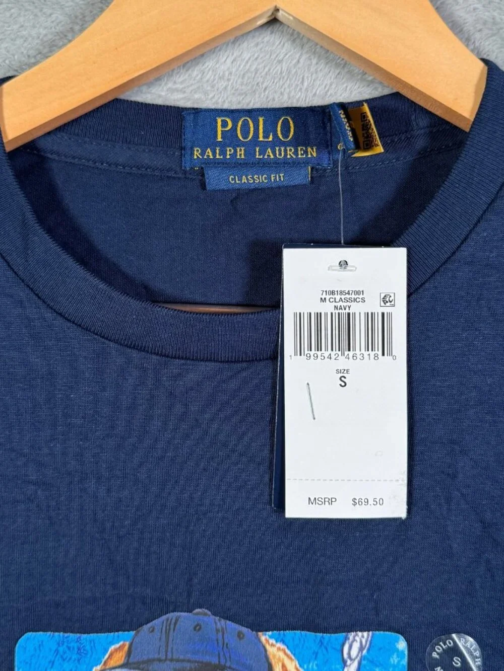 Polo Ralph Lauren T Shirt Mens S Navy Blue Nautical Bear Classic Fit Tee $70